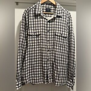 EUC⚡️Lucky Brand Classic Fit Gray Gingham Button Up Shirt Men’s XL🍀